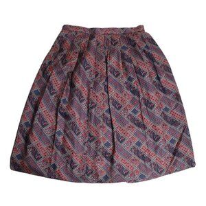 WOMEN S BLUE & RED PAISLEY PRINT PLEATED A-LINE SKIRT - LITTLE WOMEN - SIZE 14P